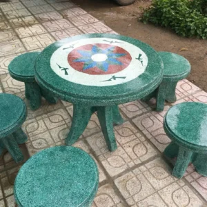 Mẫu B13 - Bộ 5 Ghế Đôn Xanh Ngọc